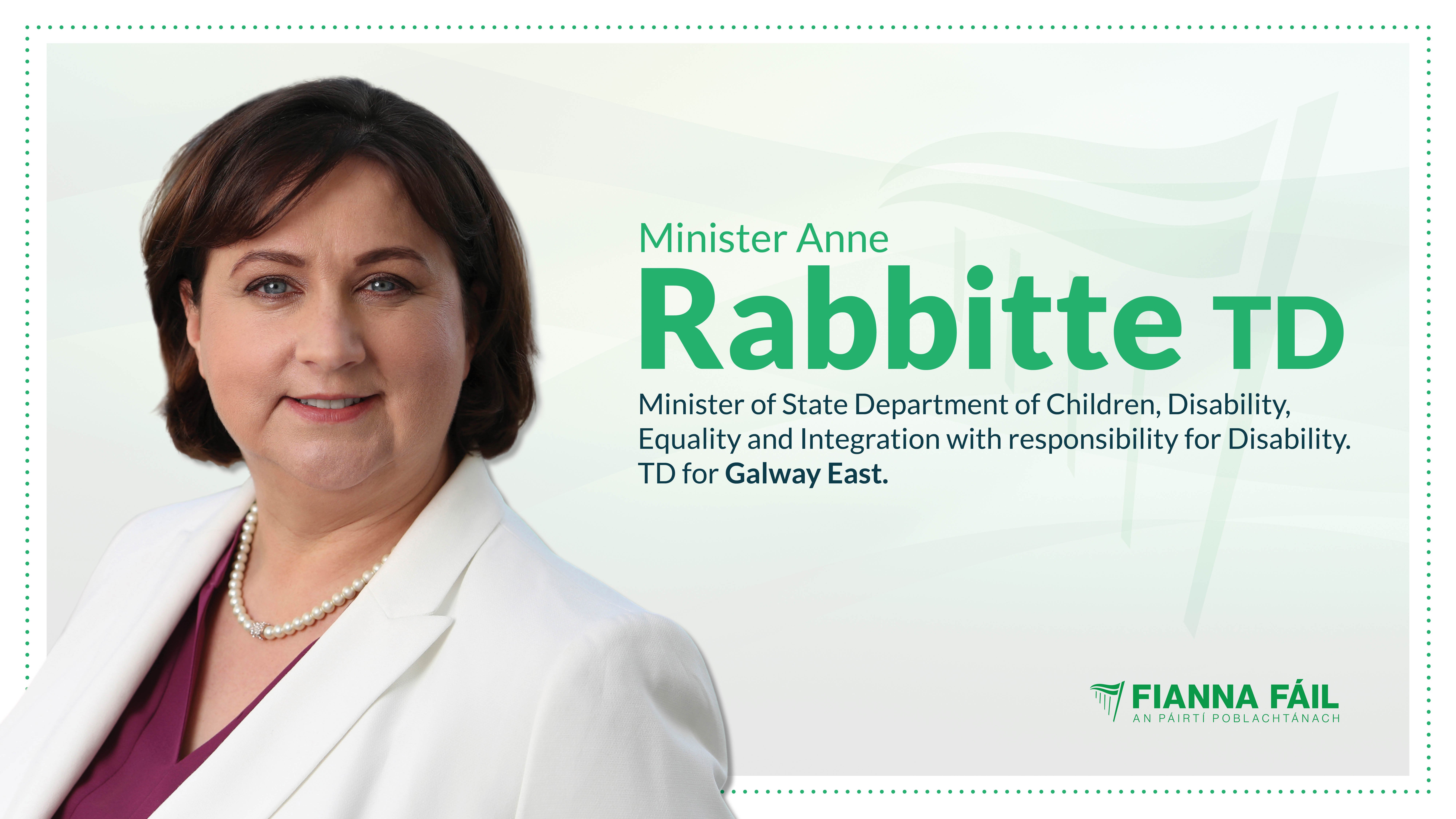 Speech by Anne Rabbitte TD, Minister of State for Disability at the 82ú Ard Fheis