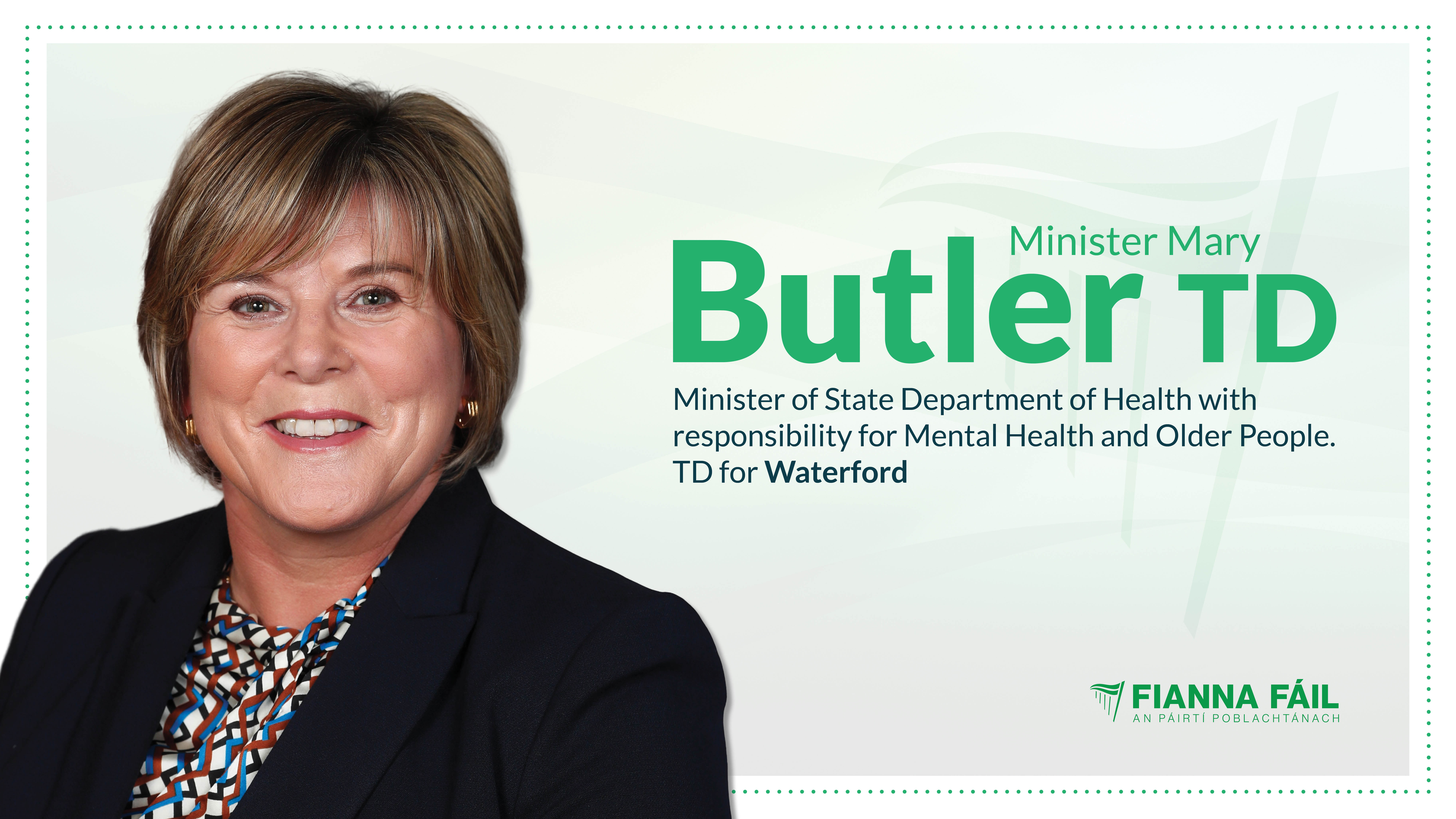 Minister for Mental Health and Older People, Mary Butler, TD, Welcomes New Visitation Guidance for Nursing Homes